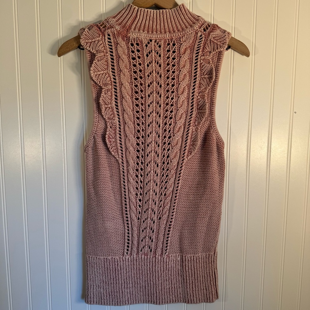 White House Black Market Knitted Ruffled Sleeveless Sweater Tank 100% Cotton M - Picture 6 of 10